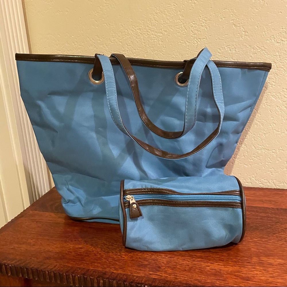 Alexandra de Markoff Blue Tote & Makeup Bag